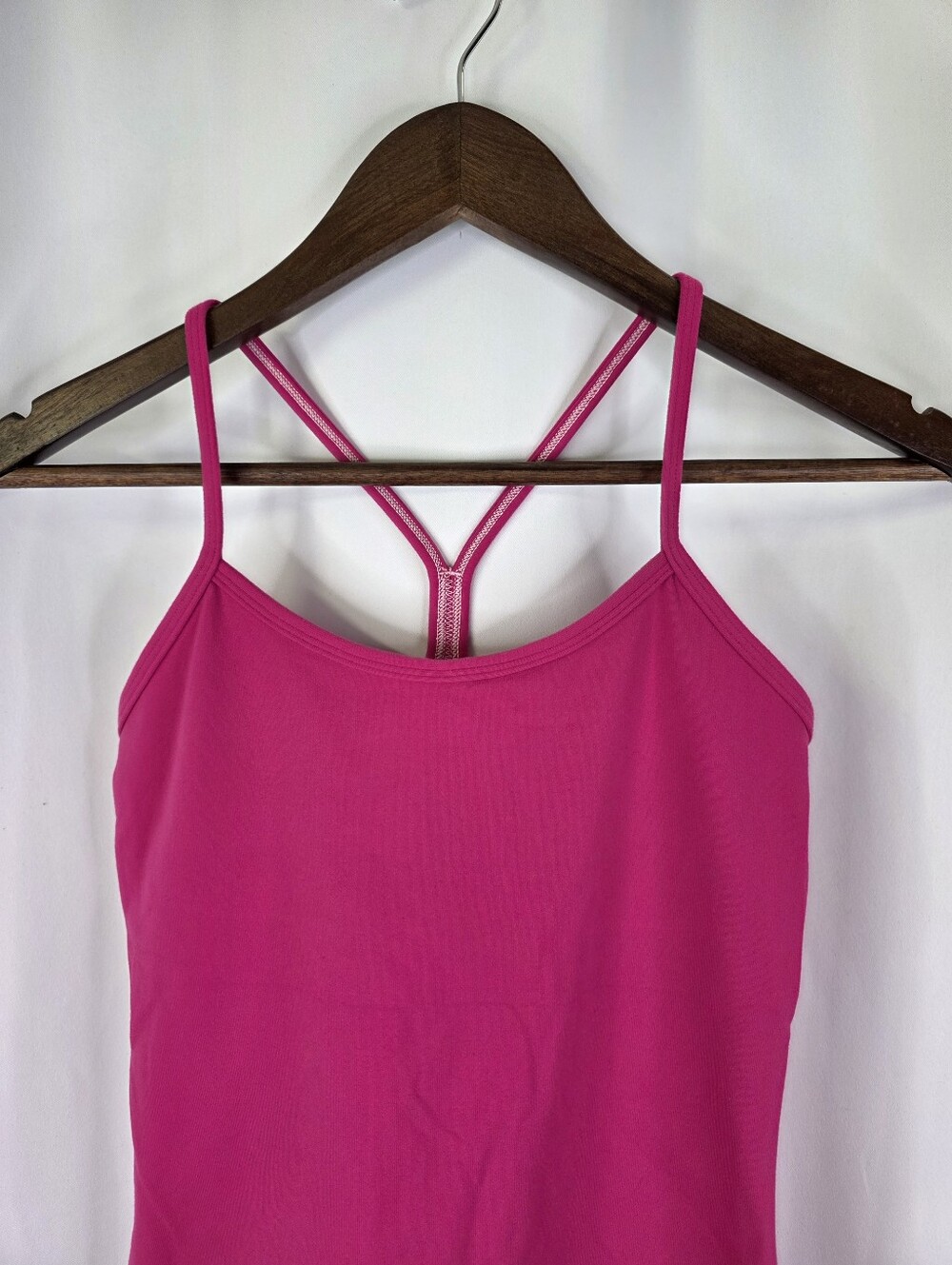 Lululemon Hot Pink Racer Back Fitted Tank With Built In Bra Long Length Size 4 - Picture 4 of 10